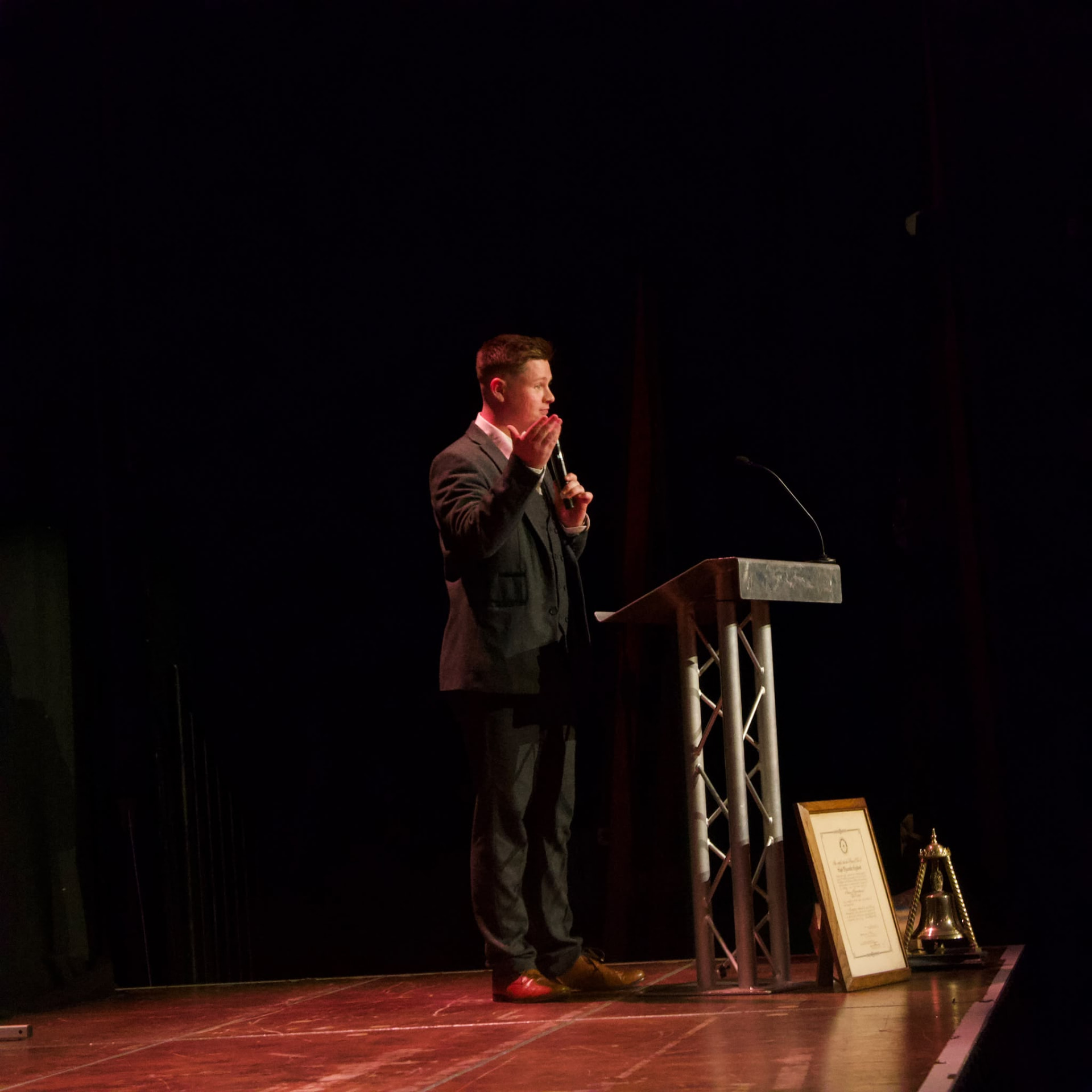 Event host on stage